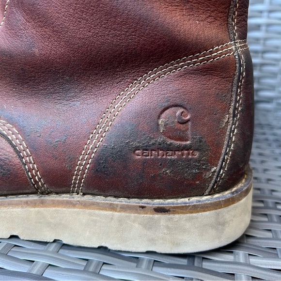 Carhartt Men's Brown Leather  Steel Toe Safety Work Boots Size 12 M Distressed - Picture 7 of 17